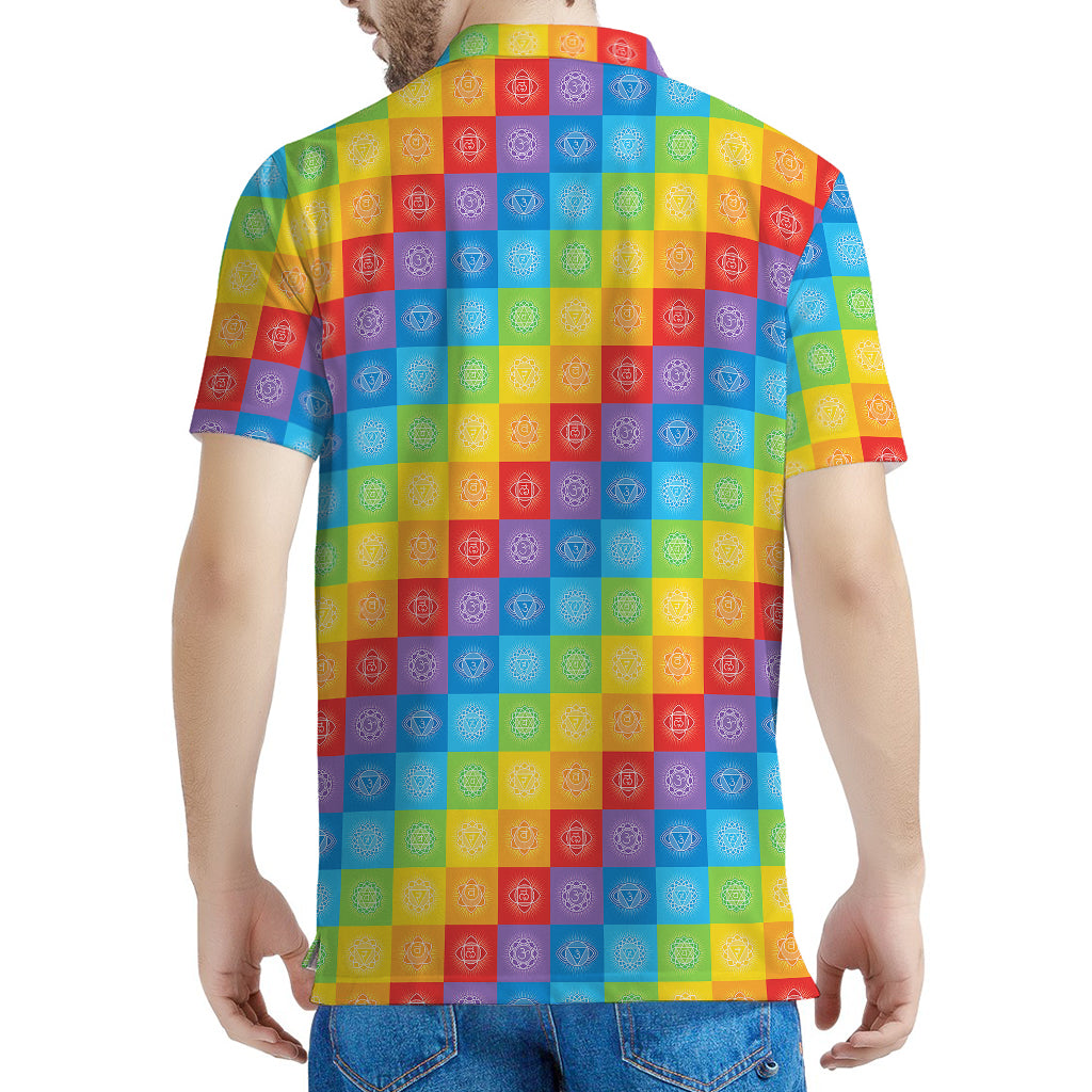 Reiki And The 7 Chakras Pattern Print Men's Polo Shirt