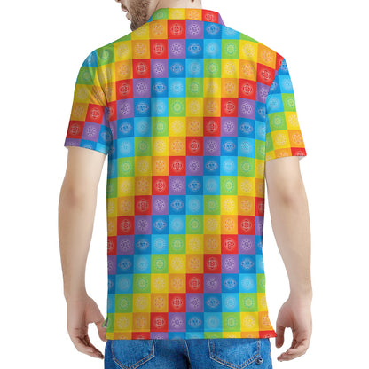 Reiki And The 7 Chakras Pattern Print Men's Polo Shirt