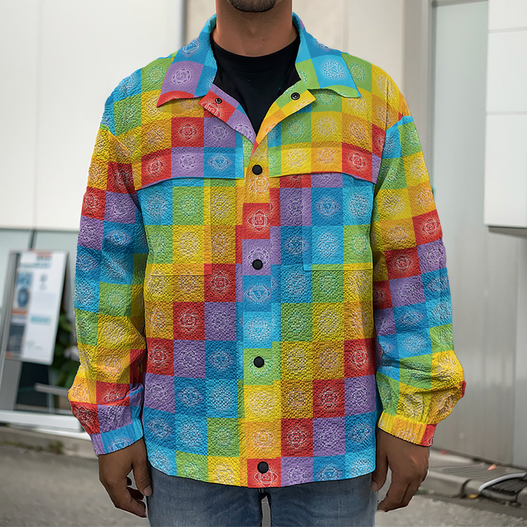 Reiki And The 7 Chakras Pattern Print Men's Shirt Jacket