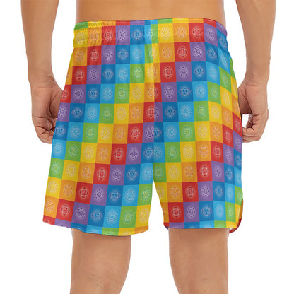 Reiki And The 7 Chakras Pattern Print Men's Split Running Shorts