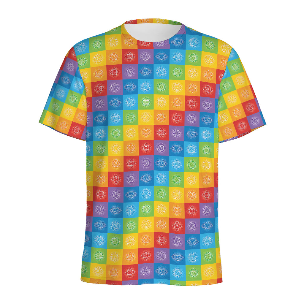 Reiki And The 7 Chakras Pattern Print Men's Sports T-Shirt