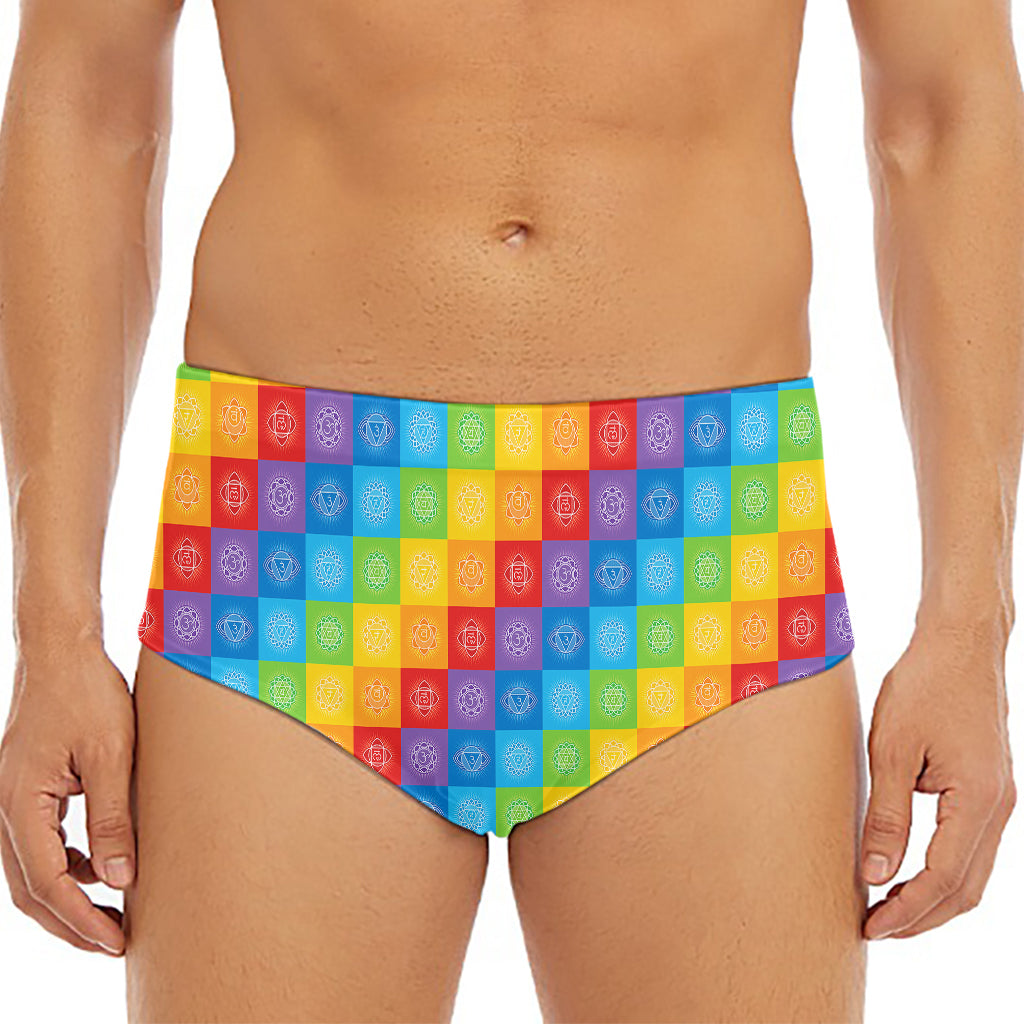 Reiki And The 7 Chakras Pattern Print Men's Triangle Swim Briefs