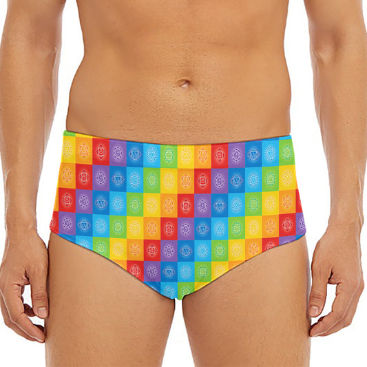 Reiki And The 7 Chakras Pattern Print Men's Triangle Swim Briefs