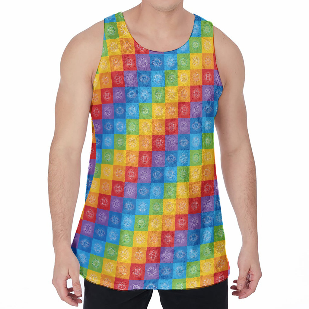 Reiki And The 7 Chakras Pattern Print Men's Velvet Tank Top