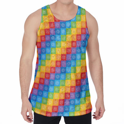 Reiki And The 7 Chakras Pattern Print Men's Velvet Tank Top