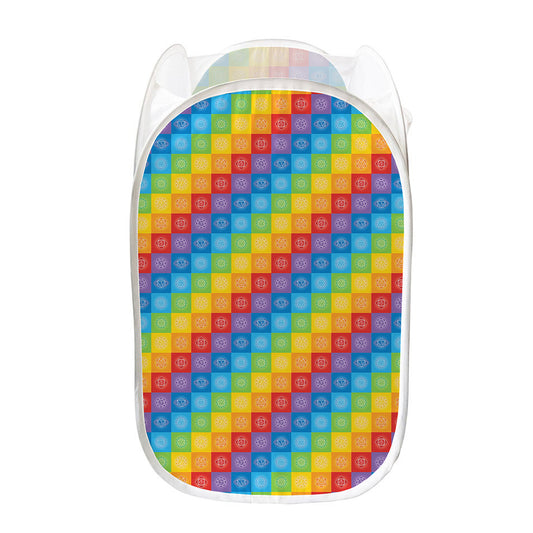 Reiki And The 7 Chakras Pattern Print Mesh Laundry Hamper