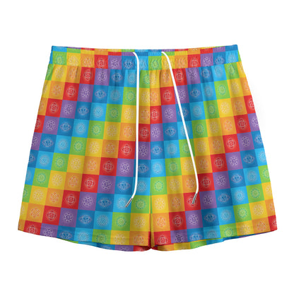 Reiki And The 7 Chakras Pattern Print Mesh Shorts