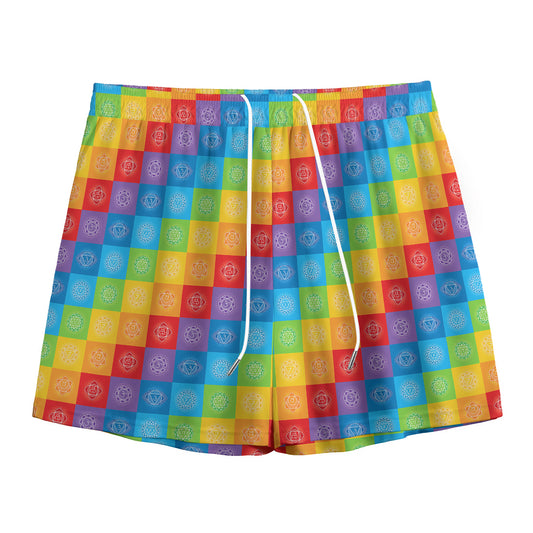 Reiki And The 7 Chakras Pattern Print Mesh Shorts