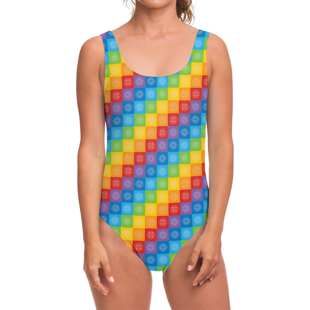 Reiki And The 7 Chakras Pattern Print One Piece Swimsuit