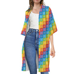 Reiki And The 7 Chakras Pattern Print Open Front Beach Cover Up