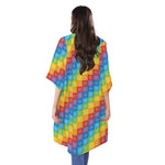 Reiki And The 7 Chakras Pattern Print Open Front Beach Cover Up