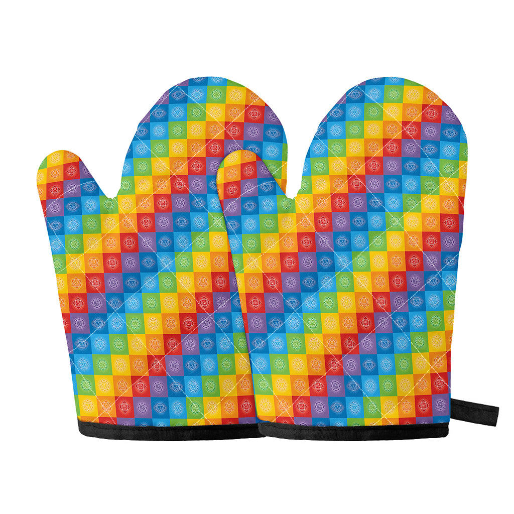 Reiki And The 7 Chakras Pattern Print Oven Mitts