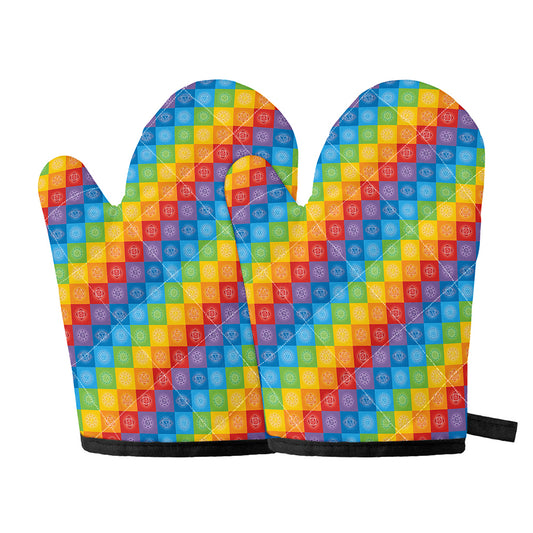 Reiki And The 7 Chakras Pattern Print Oven Mitts