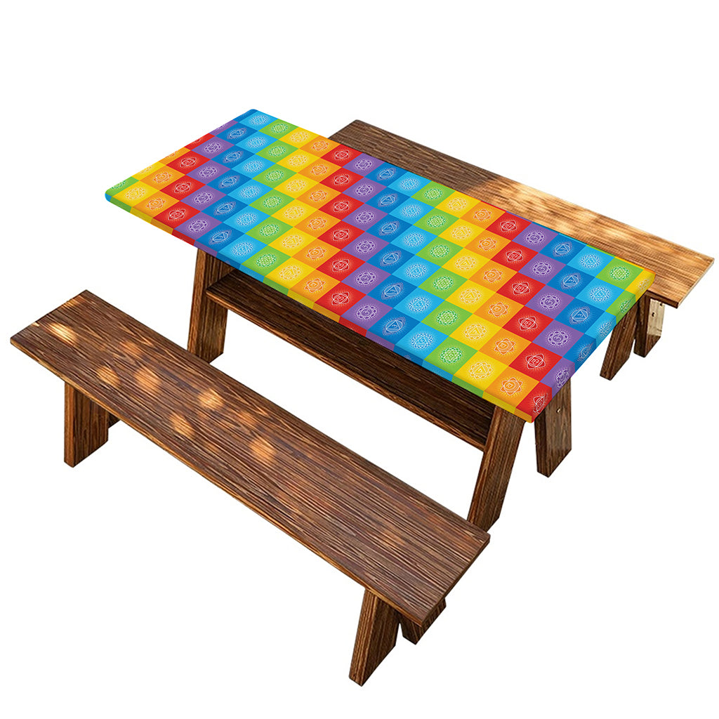 Reiki And The 7 Chakras Pattern Print Picnic Table Cover