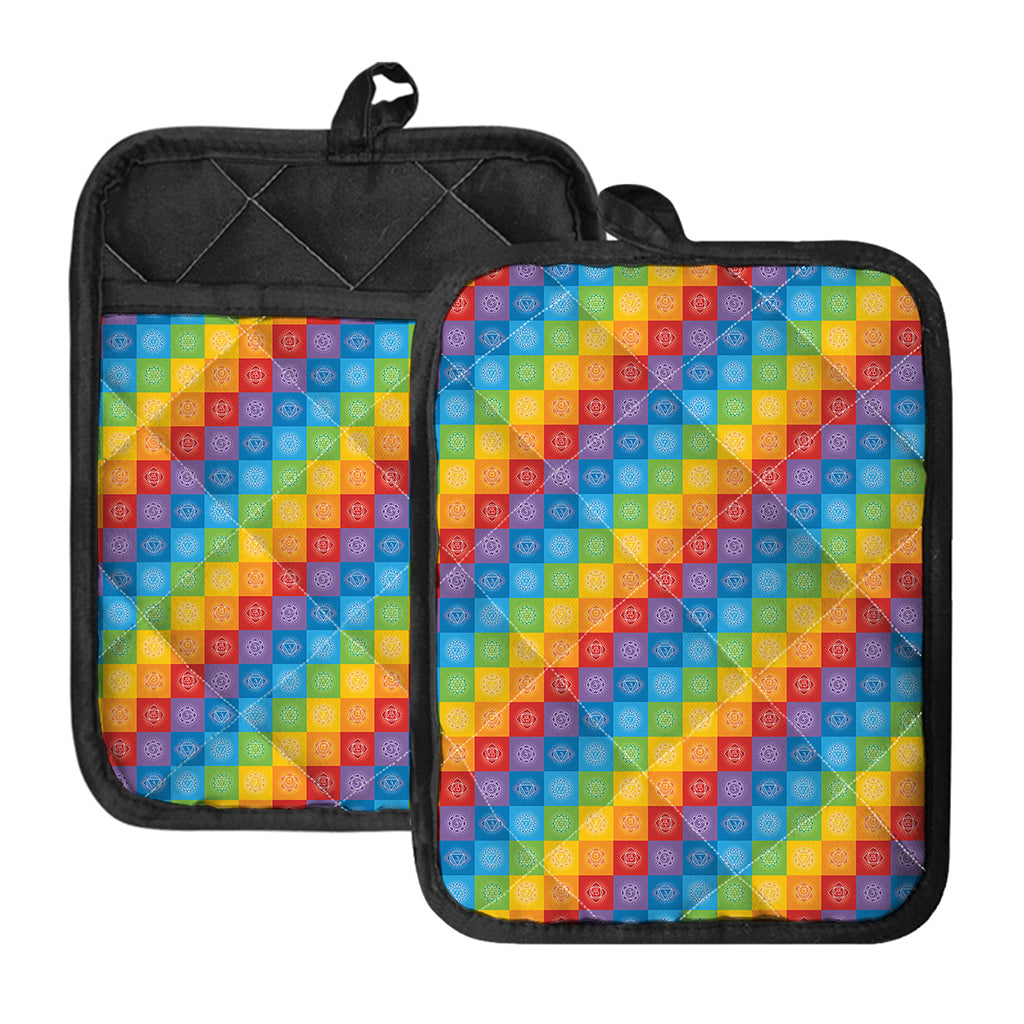 Reiki And The 7 Chakras Pattern Print Pot Holders With Pocket