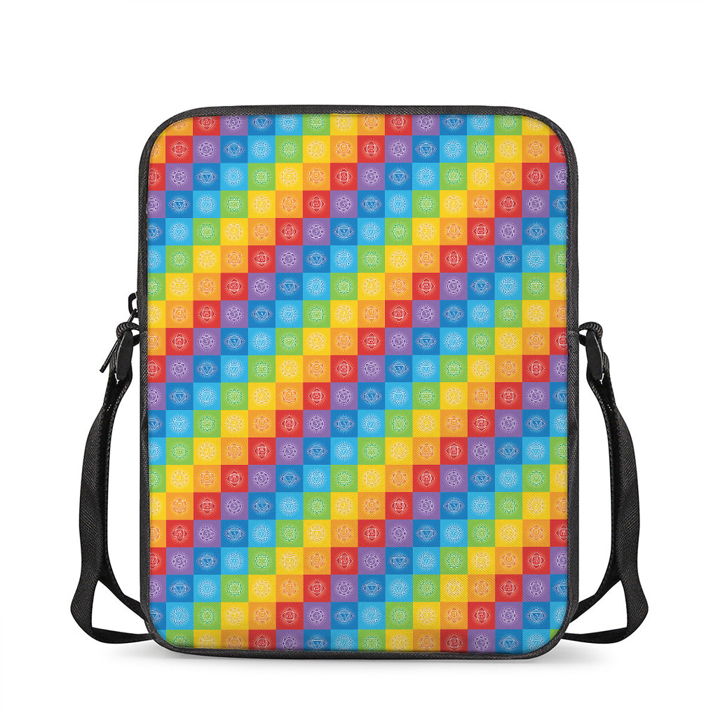 Reiki And The 7 Chakras Pattern Print Rectangular Crossbody Bag