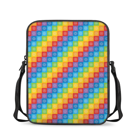 Reiki And The 7 Chakras Pattern Print Rectangular Crossbody Bag