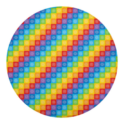 Reiki And The 7 Chakras Pattern Print Round Blanket