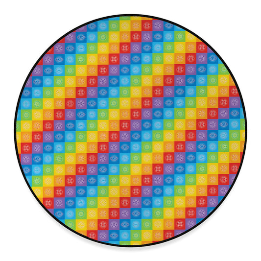 Reiki And The 7 Chakras Pattern Print Round Floor Mat