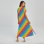 Reiki And The 7 Chakras Pattern Print Short Sleeve Maxi Dress