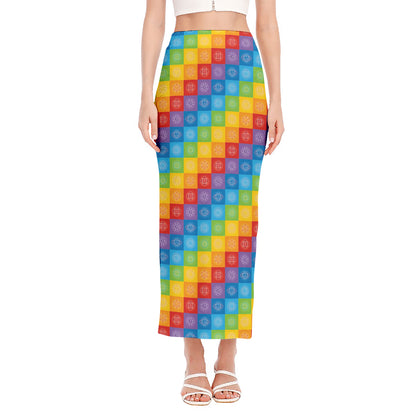 Reiki And The 7 Chakras Pattern Print Side Slit Maxi Skirt