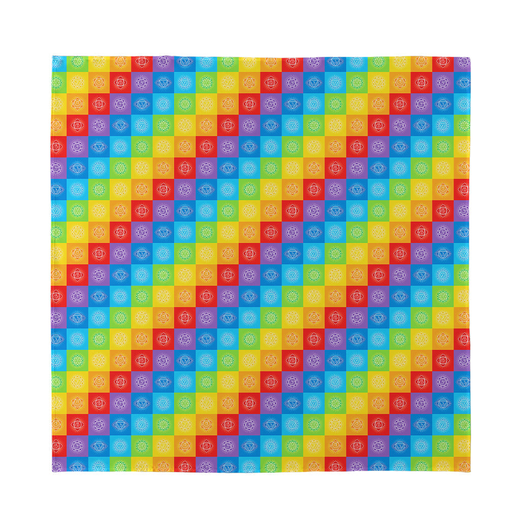 Reiki And The 7 Chakras Pattern Print Silk Bandana