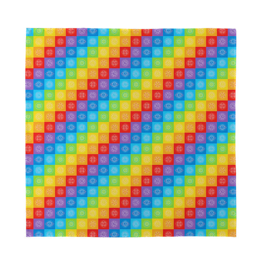 Reiki And The 7 Chakras Pattern Print Silk Bandana