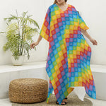 Reiki And The 7 Chakras Pattern Print Silk V-Neck Kaftan Dress