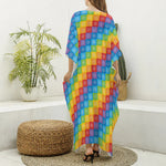 Reiki And The 7 Chakras Pattern Print Silk V-Neck Kaftan Dress