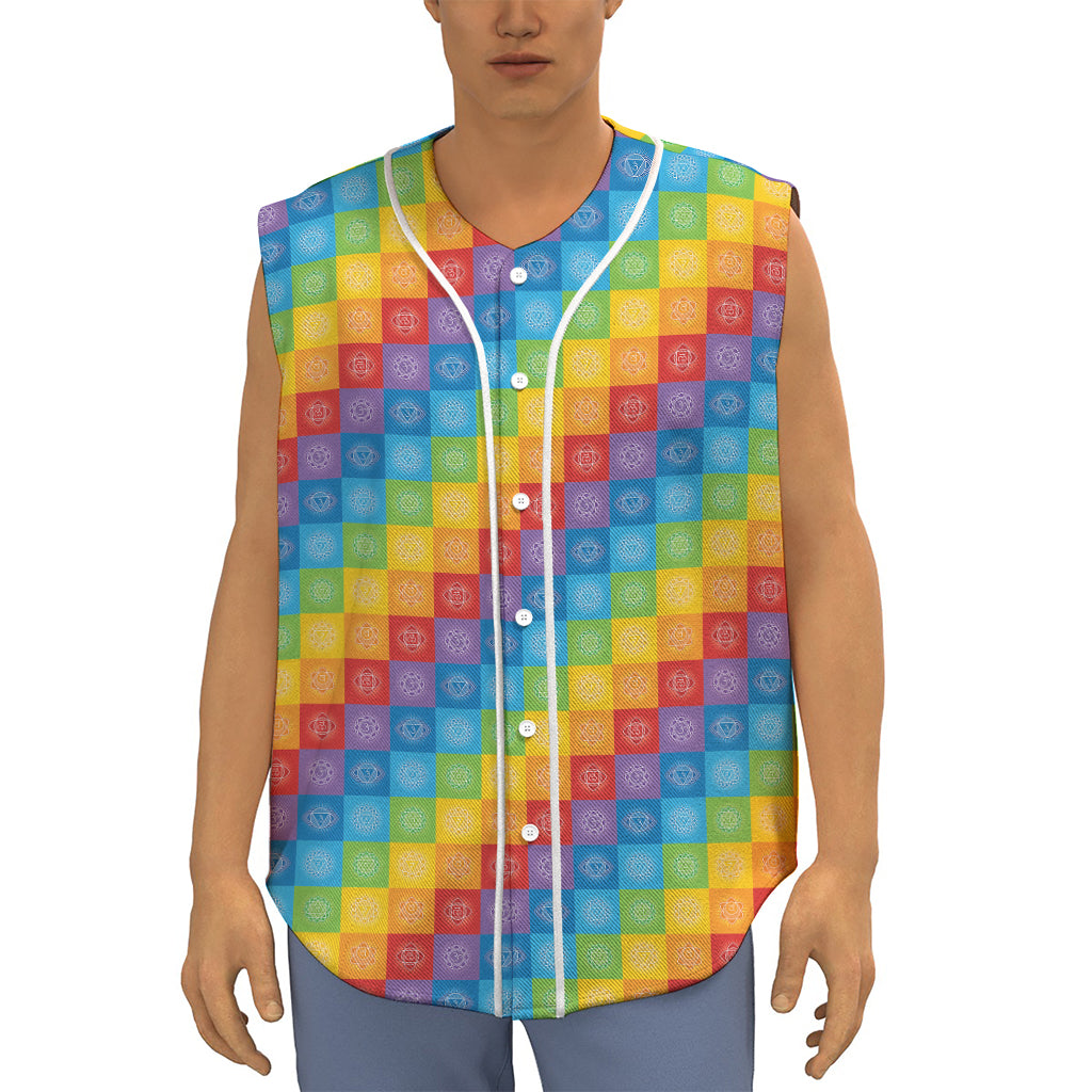 Reiki And The 7 Chakras Pattern Print Sleeveless Baseball Jersey
