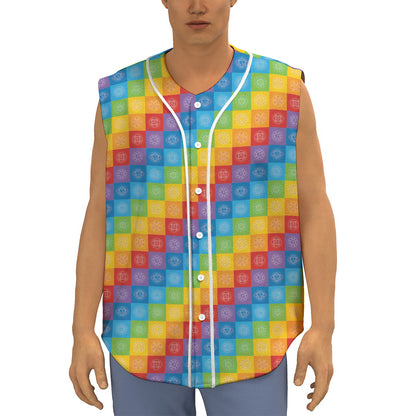 Reiki And The 7 Chakras Pattern Print Sleeveless Baseball Jersey