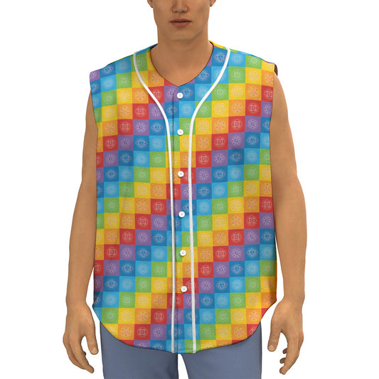 Reiki And The 7 Chakras Pattern Print Sleeveless Baseball Jersey