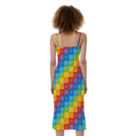 Reiki And The 7 Chakras Pattern Print Slim Fit Midi Cami Dress