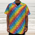 Reiki And The 7 Chakras Pattern Print Textured Short Sleeve Shirt