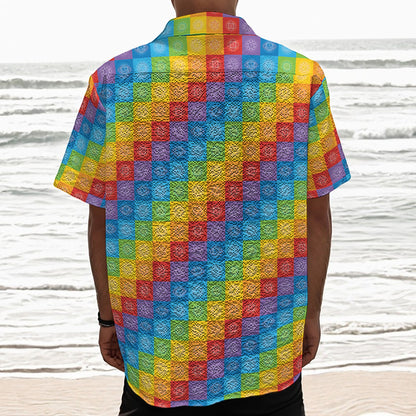 Reiki And The 7 Chakras Pattern Print Textured Short Sleeve Shirt