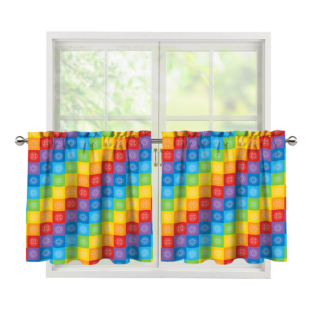 Reiki And The 7 Chakras Pattern Print Tier Curtains