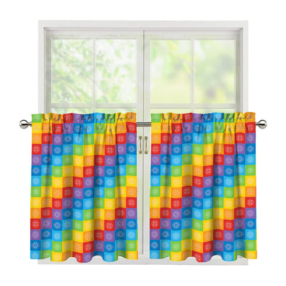Reiki And The 7 Chakras Pattern Print Tier Curtains