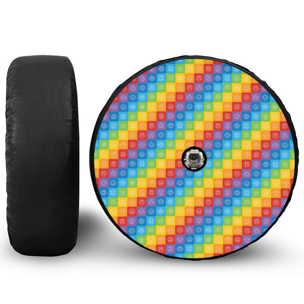 Reiki And The 7 Chakras Pattern Print Tire Cover With Camera Hole