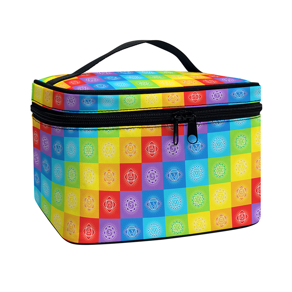 Reiki And The 7 Chakras Pattern Print Travel Makeup Bag