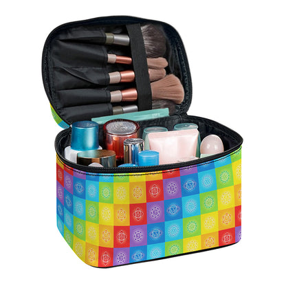 Reiki And The 7 Chakras Pattern Print Travel Makeup Bag