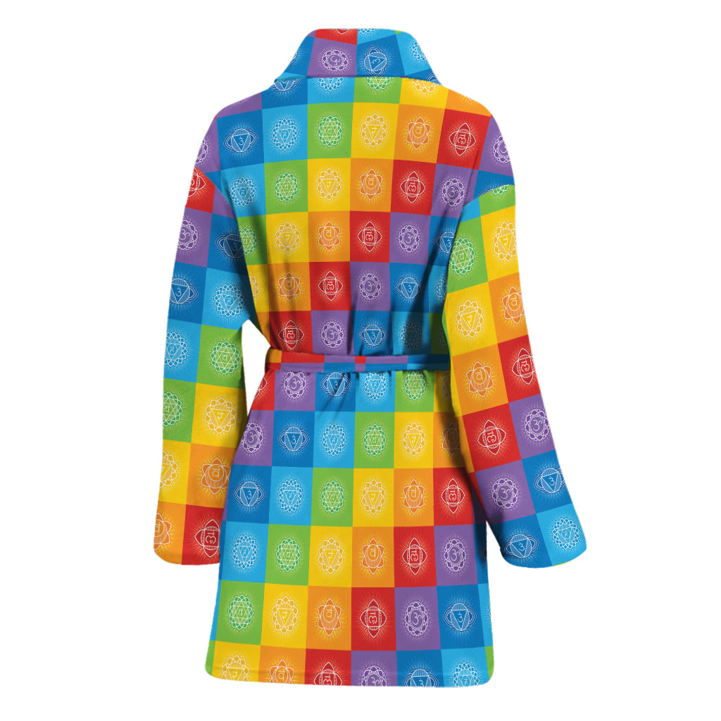 Reiki And The 7 Chakras Pattern Print Women's Bathrobe