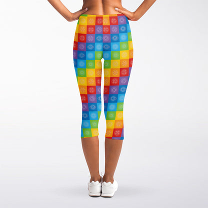 Reiki And The 7 Chakras Pattern Print Women's Capri Leggings