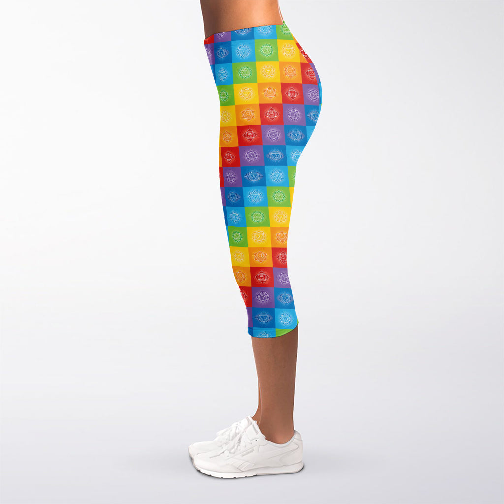 Reiki And The 7 Chakras Pattern Print Women's Capri Leggings