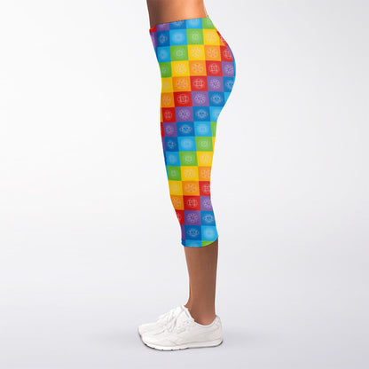 Reiki And The 7 Chakras Pattern Print Women's Capri Leggings