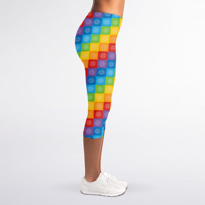 Reiki And The 7 Chakras Pattern Print Women's Capri Leggings