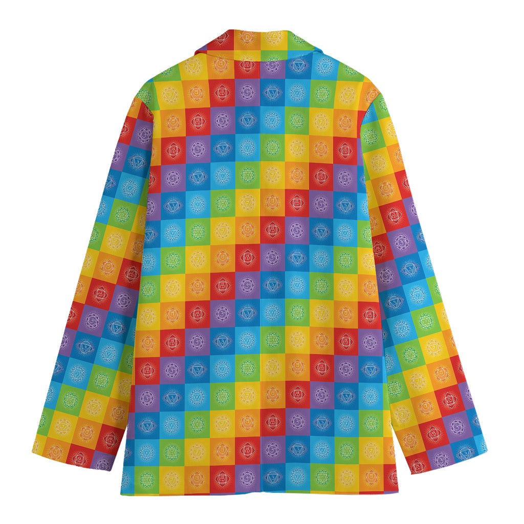 Reiki And The 7 Chakras Pattern Print Women's Cotton Blazer