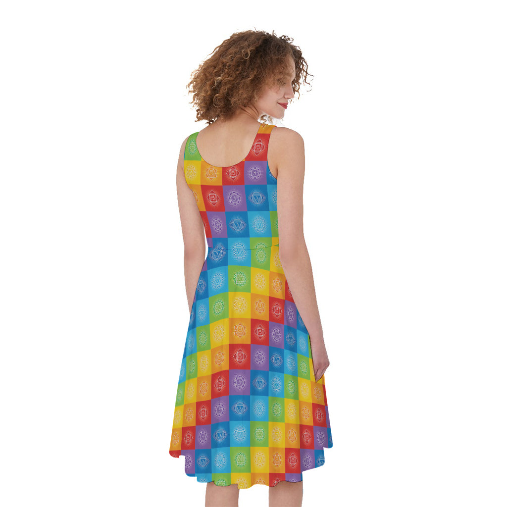 Reiki And The 7 Chakras Pattern Print Women's Sleeveless Dress