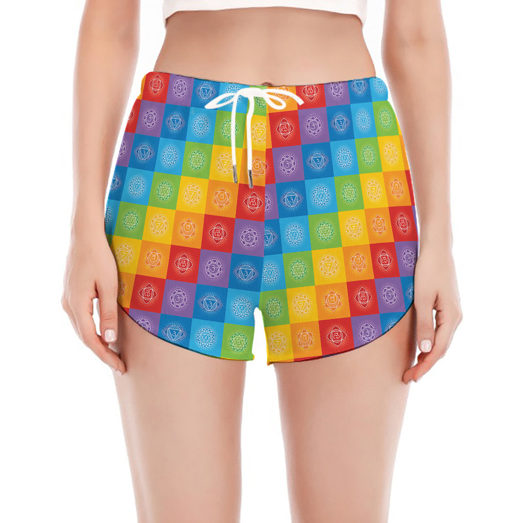 Reiki And The 7 Chakras Pattern Print Women's Split Running Shorts