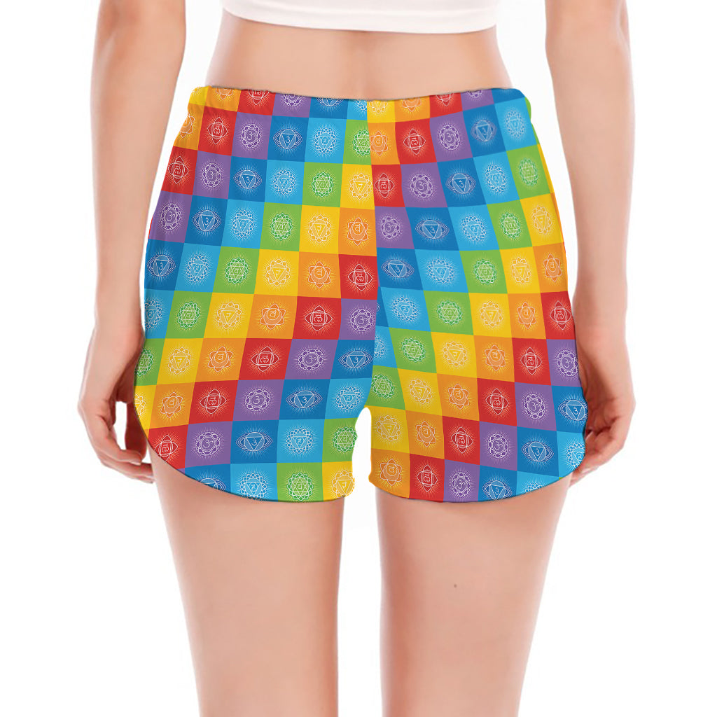 Reiki And The 7 Chakras Pattern Print Women's Split Running Shorts