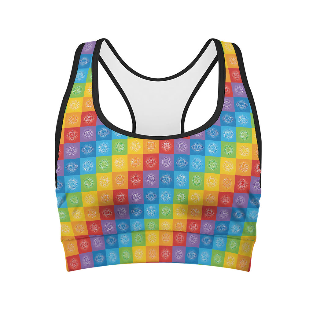 Reiki And The 7 Chakras Pattern Print Women's Sports Bra